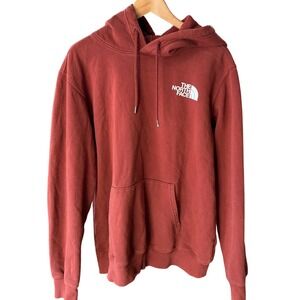The North Face Mens Large Brick Red Mountain Graphic Pullover Hoodie Sweatshirt